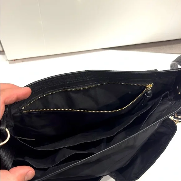 TORY BURCH Thea Black Nylon Pebble Leather Bag - Picture 12 of 13